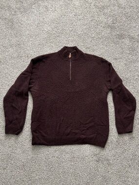 Scott Barber Men's Quarter-Zip Sweater in Deep Brown
